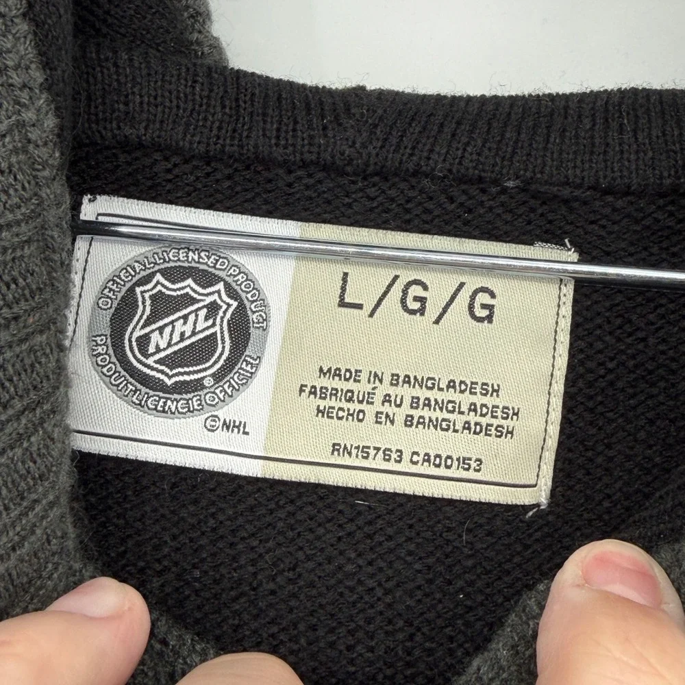NHL Vegas Golden‎ Knights Mens Large Black Knit Hooded Sweater RN15763 CA00153